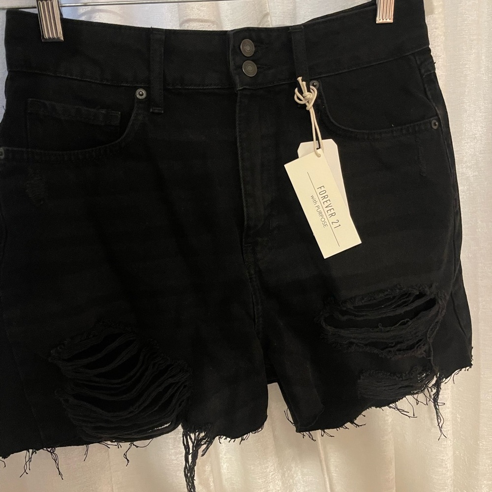 Forever 21 black high waisted jean shorts with tags